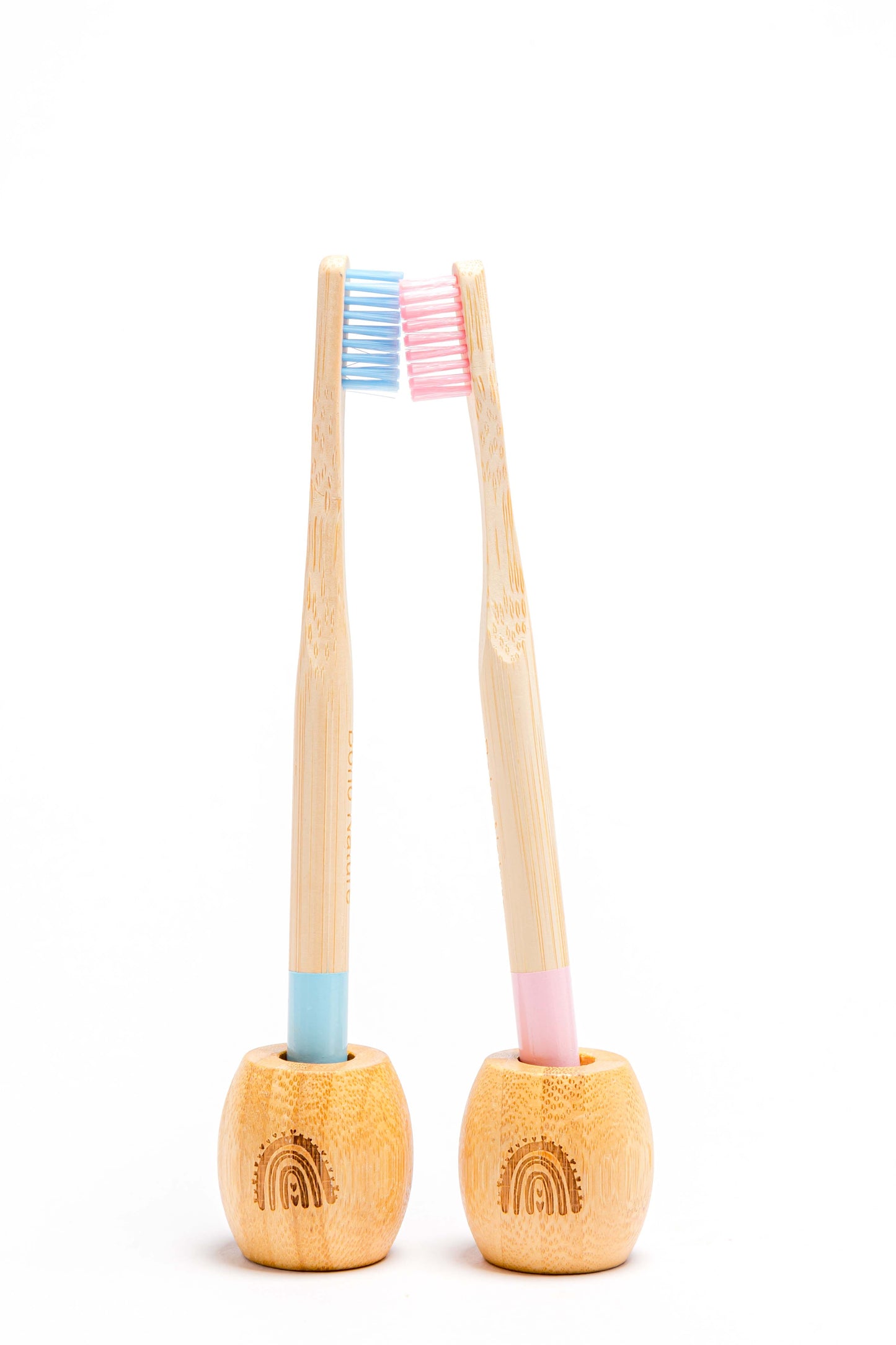 Pair of Bamboo Toothbrush + Holder Set