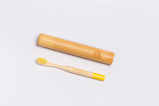 Kids Bamboo Toothbrush + Case Set